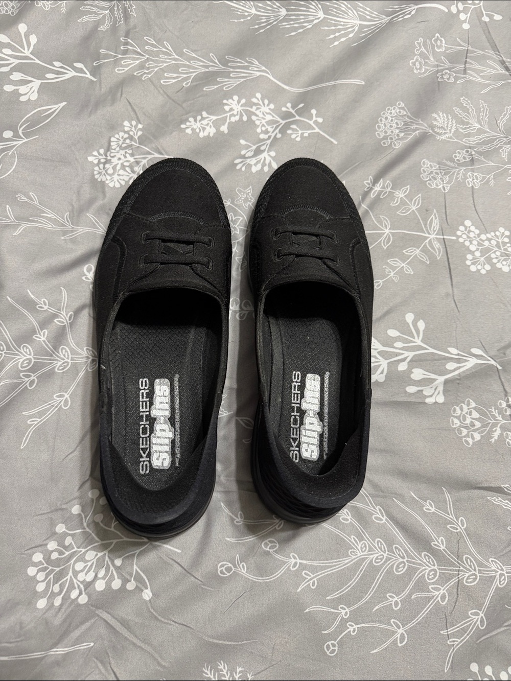 Skechers Black Slip-On Canvas Women's Loafers
